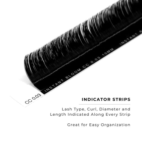 side profile of a strip of instant bloom 0.03mm lashes