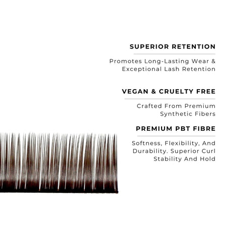 strip of chocolate satin silk 0.15mm lashes with features