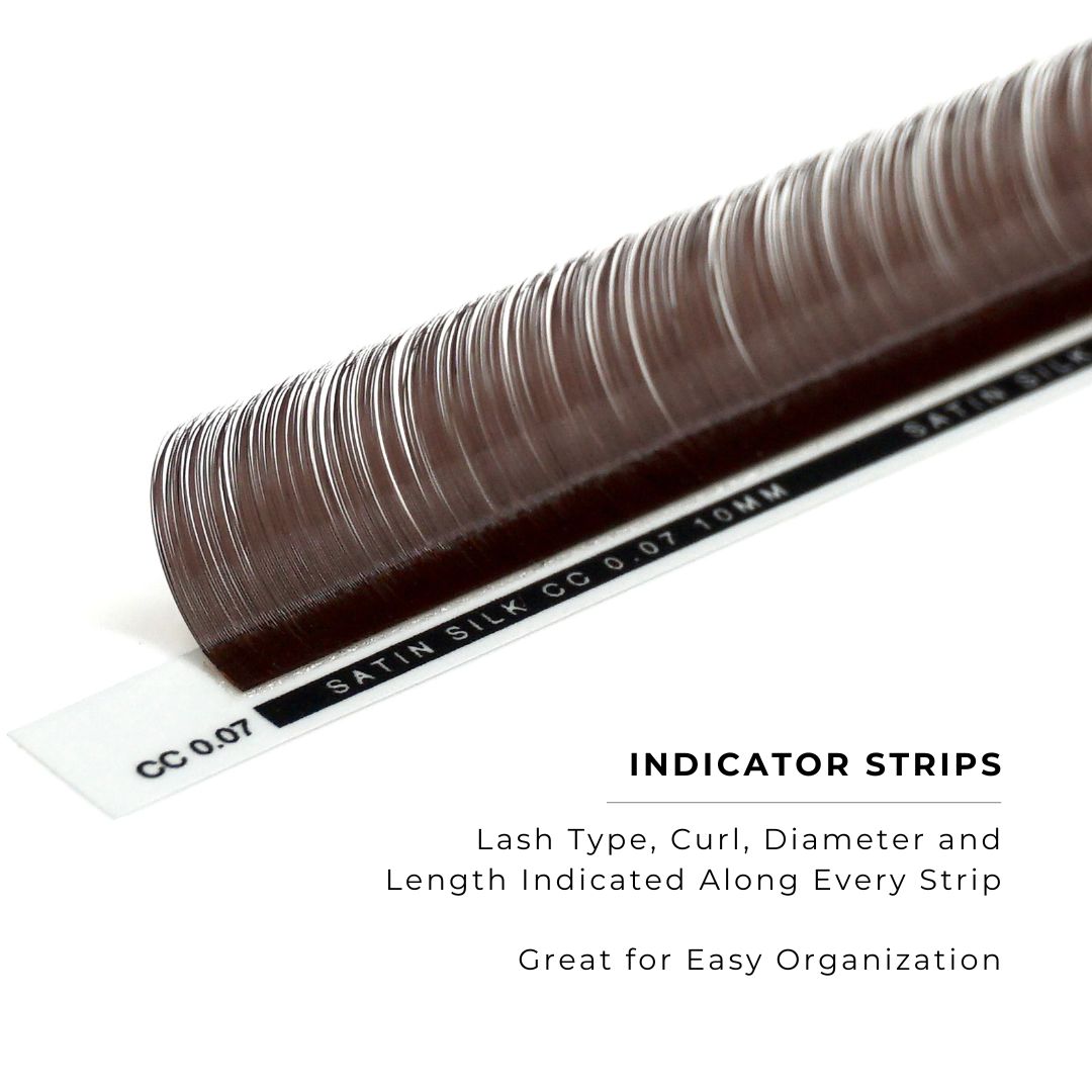 strip of chocolate satin silk 0.07mm lashes with features