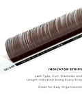 strip of chocolate satin silk 0.07mm lashes with features