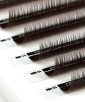back view of a strip of chocolate satin silk 0.07mm lashes