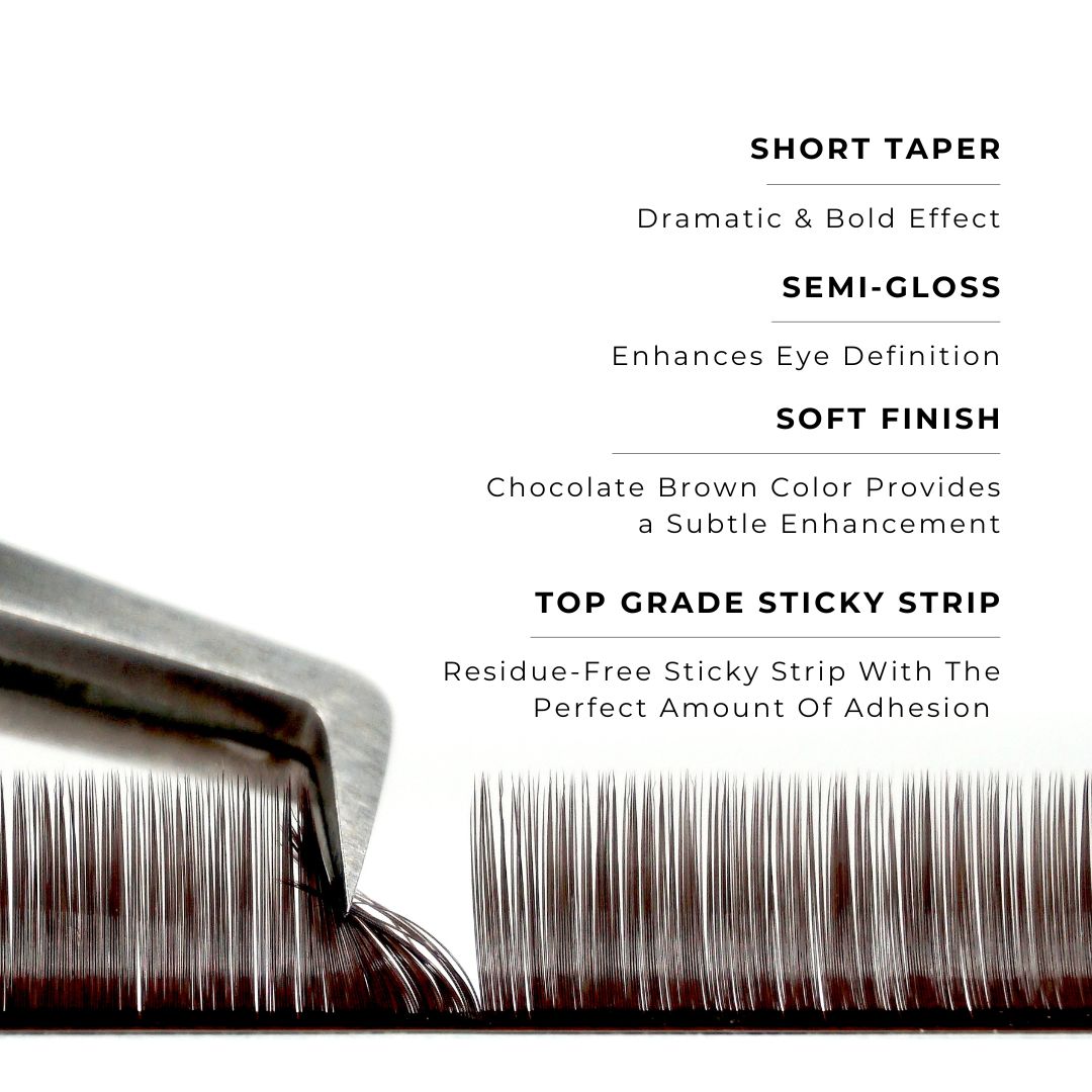 strip of chocolate satin silk 0.07mm lashes with features
