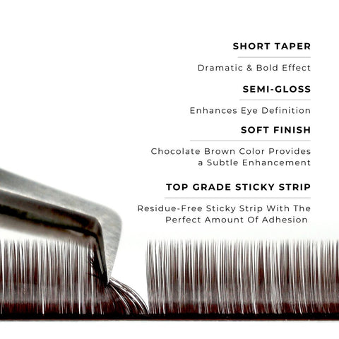 strip of chocolate satin silk 0.07mm lashes with features