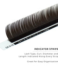 side profile of a strip of espresso satin silk 0.12mm lashes