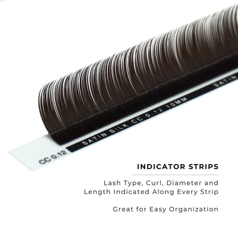 side profile of a strip of espresso satin silk 0.12mm lashes