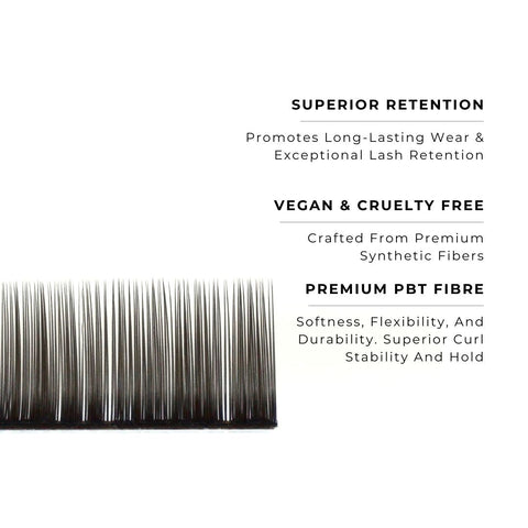 strip of espresso satin silk 0.12mm lashes with features