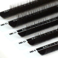 back view of a strip of espresso satin silk 0.12mm lashes