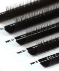 back view of a strip of espresso satin silk 0.12mm lashes