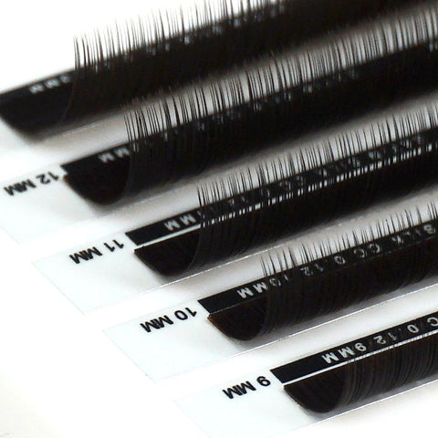 back view of a strip of espresso satin silk 0.12mm lashes