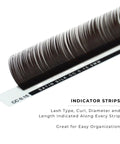 side profile of a strip of espresso satin silk 0.15mm lashes