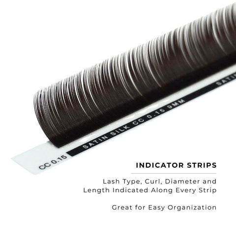 side profile of a strip of espresso satin silk 0.15mm lashes