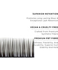 strip of espresso satin silk 0.15mm lashes with features