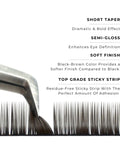 strip of espresso satin silk 0.15mm lashes with features