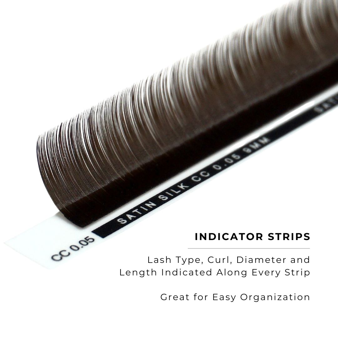 side profile of a strip of espresso satin silk 0.05mm lashes