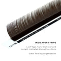 side profile of a strip of espresso satin silk 0.05mm lashes