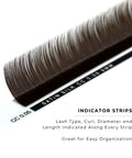 side profile of a strip of espresso satin silk 0.05mm lashes