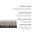 strip of espresso satin silk 0.05mm lashes with features