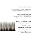 strip of espresso satin silk 0.05mm lashes with features
