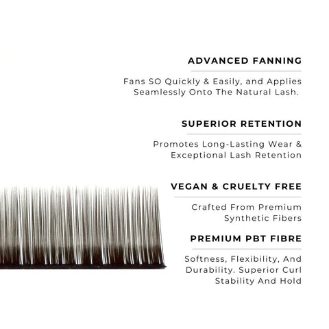 strip of espresso satin silk 0.05mm lashes with features