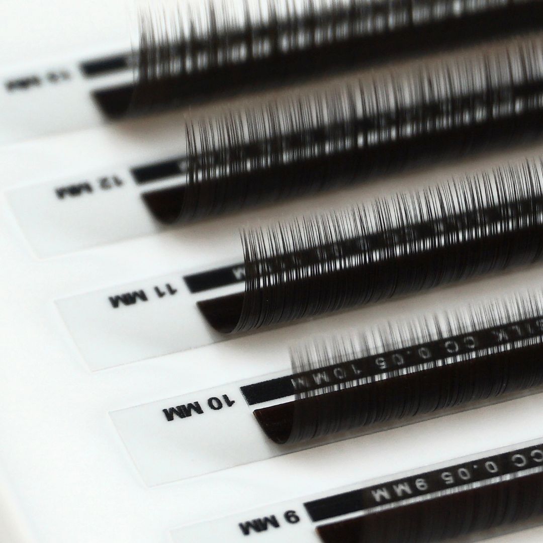 back view of a strip of espresso satin silk 0.05mm lashes