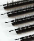 back view of a strip of espresso satin silk 0.05mm lashes