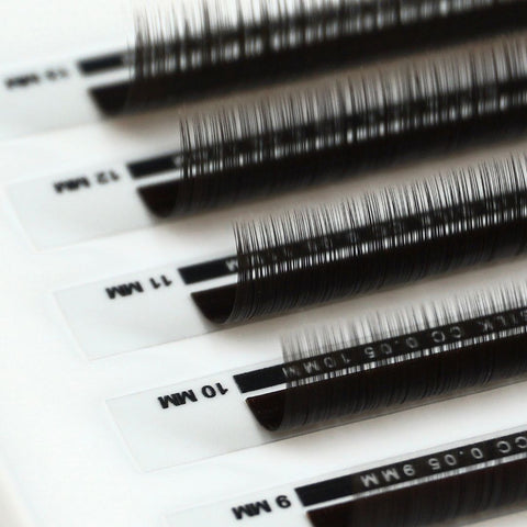 back view of a strip of espresso satin silk 0.05mm lashes