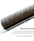 side profile of a strip of espresso satin silk 0.07mm lashes