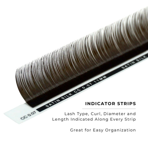 side profile of a strip of espresso satin silk 0.07mm lashes