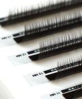 back view of a strip of espresso satin silk 0.07mm lashes