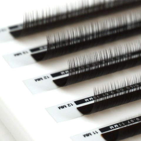 back view of a strip of espresso satin silk 0.07mm lashes
