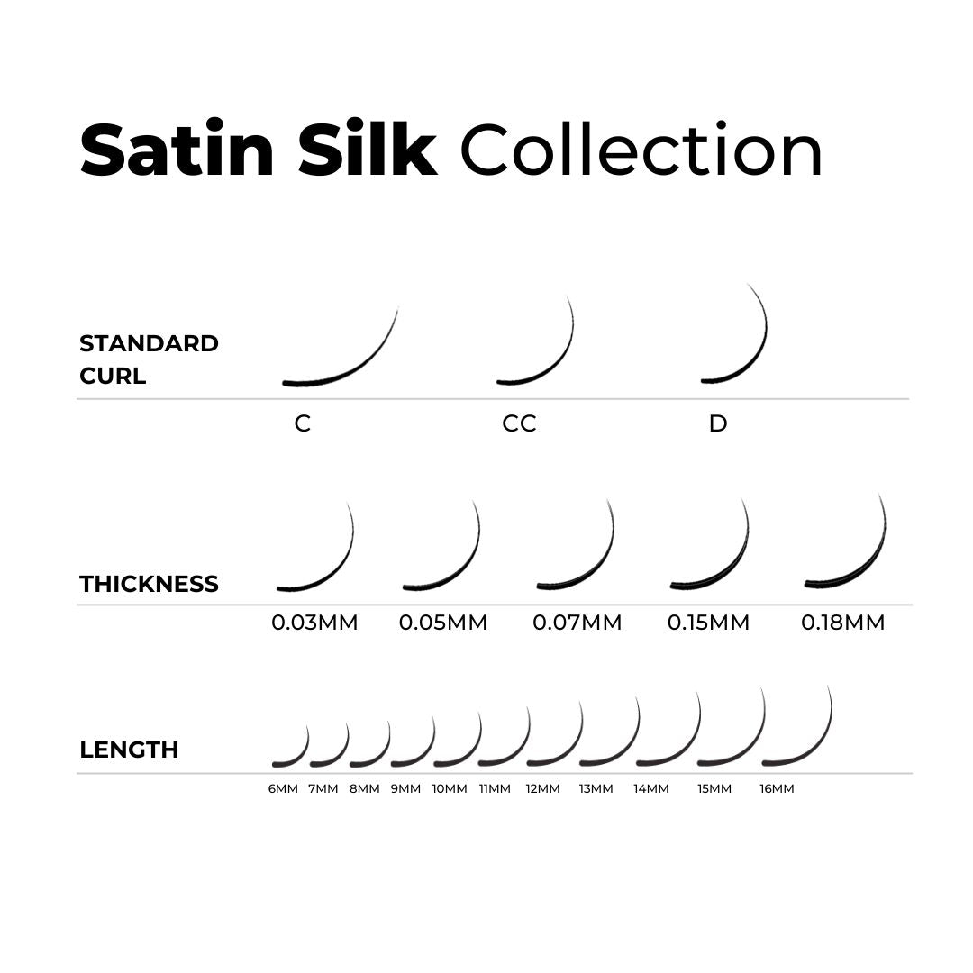 satin silk lash chart