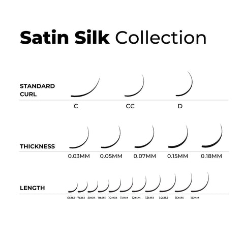 satin silk lash chart