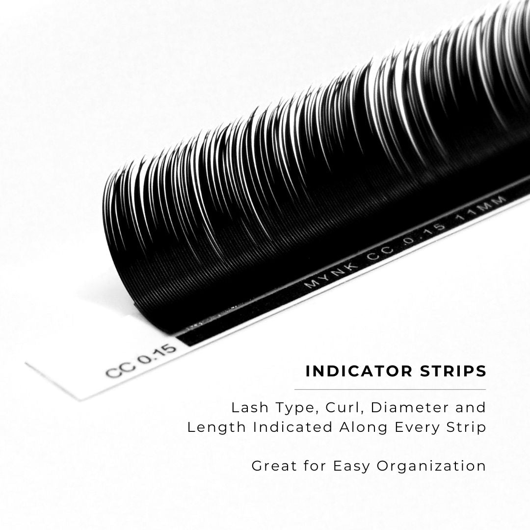 side profile of a strip of satin silk 0.03mm lashes